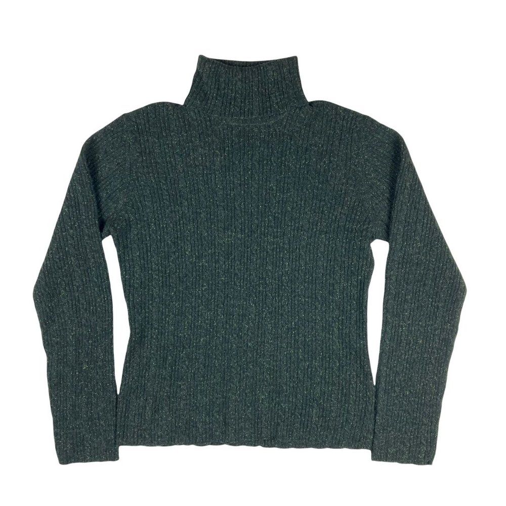 Cullen Merino Wool Silk Blend Green Knit L/S Turtleneck Sweater Women's M